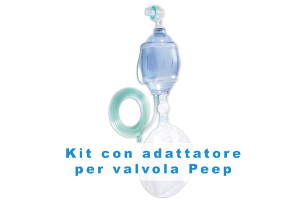 Palloni rianimatori manuali, kit con adattatore Peep